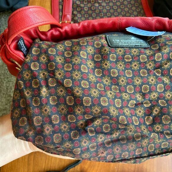 Liz Claiborne Vintage Red Pebbled Leather Crossbody Bag Purse Restored Reconditi - Picture 9 of 11